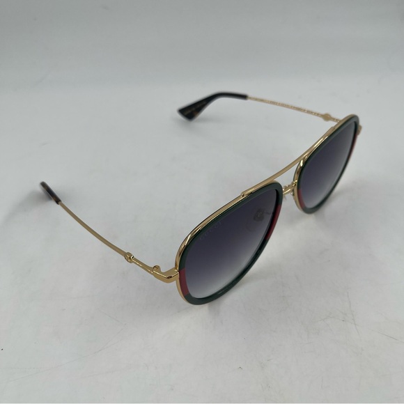 NEW! Gucci Aviator Metal Sunglasses Gold/Green/Red Frames Grey Lens 100% UV - Picture 7 of 16